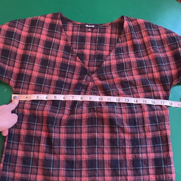 Madewell XS Plaid Shirt plaid in rusty red and brown tones. Lightweight. - Picture 5 of 8